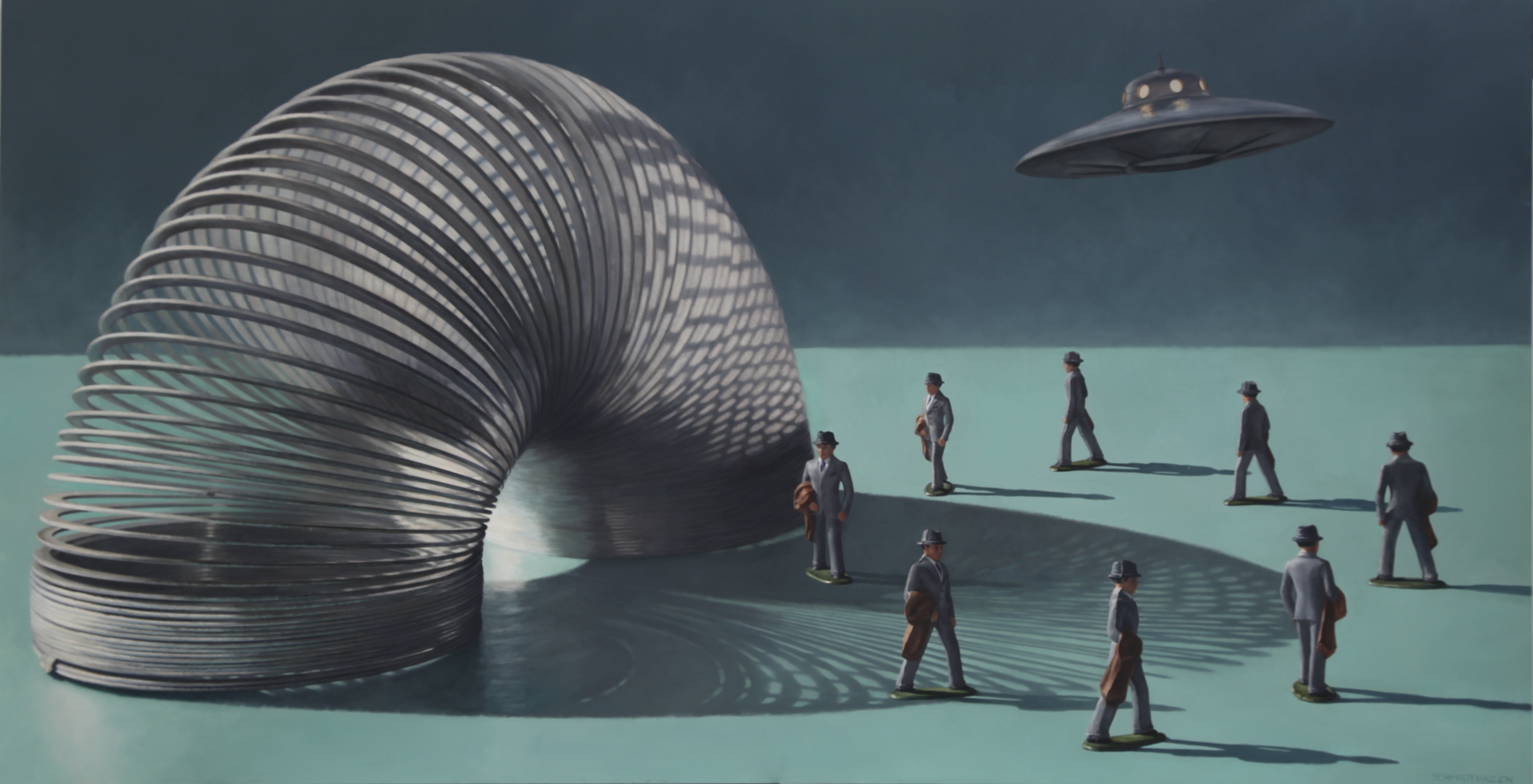 SLINKY, LITTLE METAL MEN WALKING IN CIRCLES FLYING SAUCER