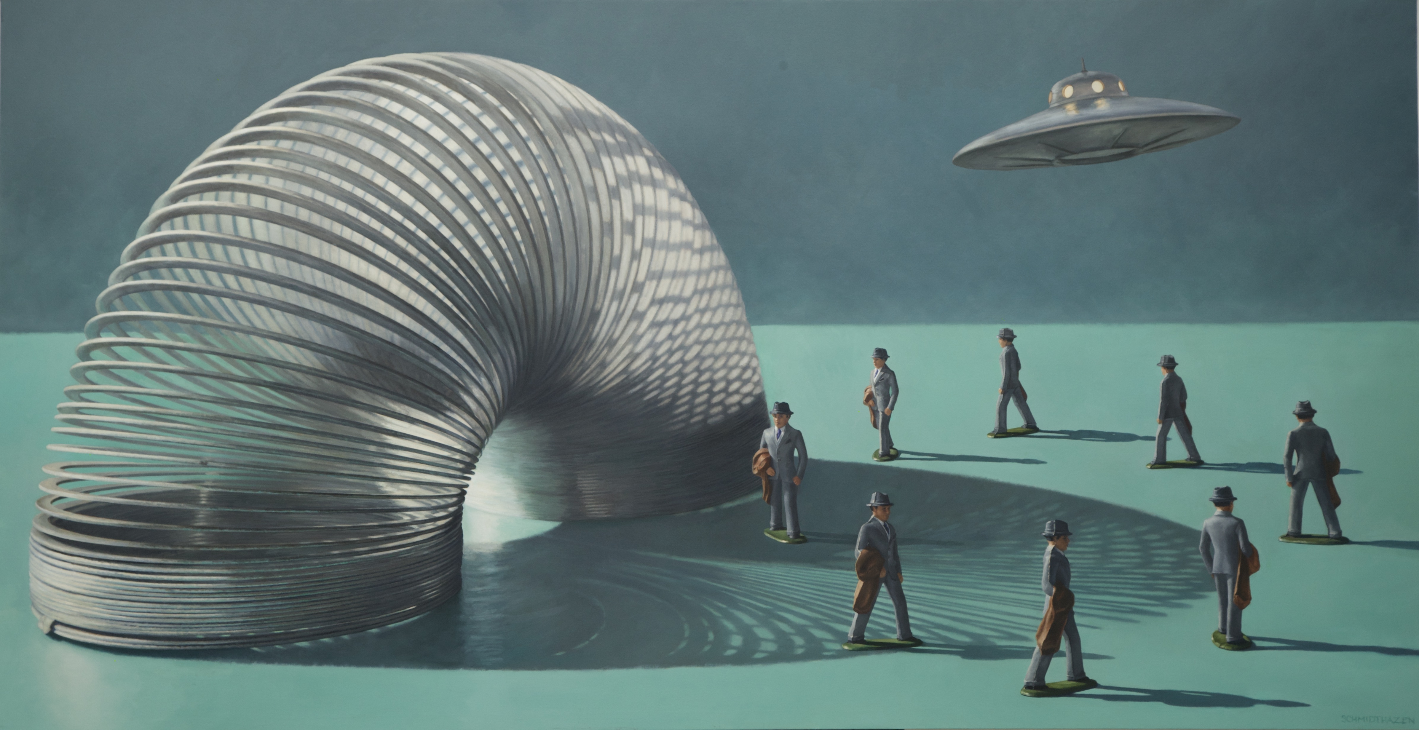 SLINKY, LITTLE METAL MEN WALKING IN CIRCLES FLYING SAUCER